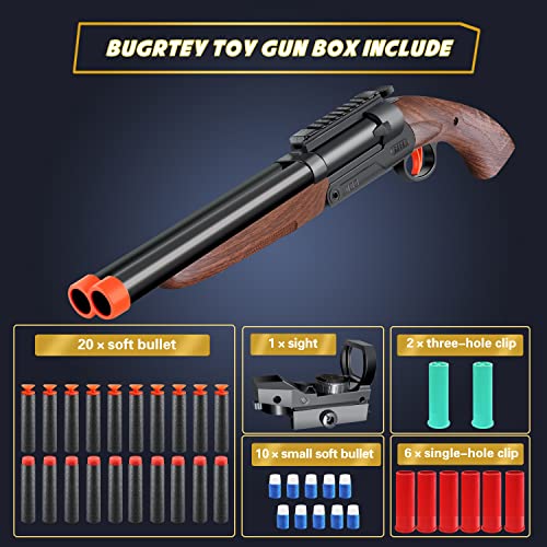 Bugrtey Double-Barreled Toy Gun - Two Modes Realistic Soft Bullet Toy Guns Blaster With Sight - Educational Shooting Toy Revolver Gun - Gifts For Boys Christmas Birthday Halloween Present #TOP6