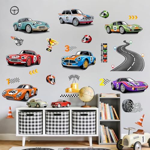 Vinilos decorativos de coches de carreras para pared miniatura 5