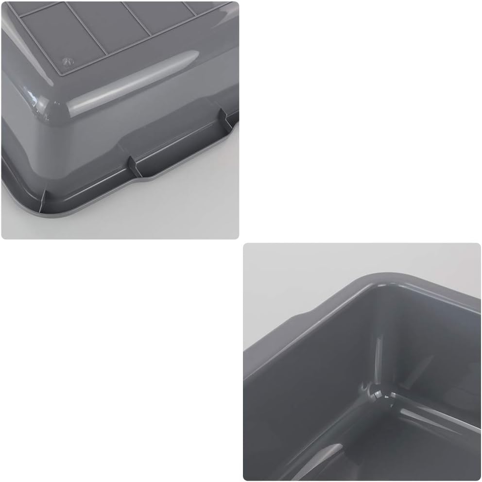 Teyyvn 4 Packs Plastic Bus Tubs, Gray Large Utility Bus Box/Commercial Tote Box, 32 L