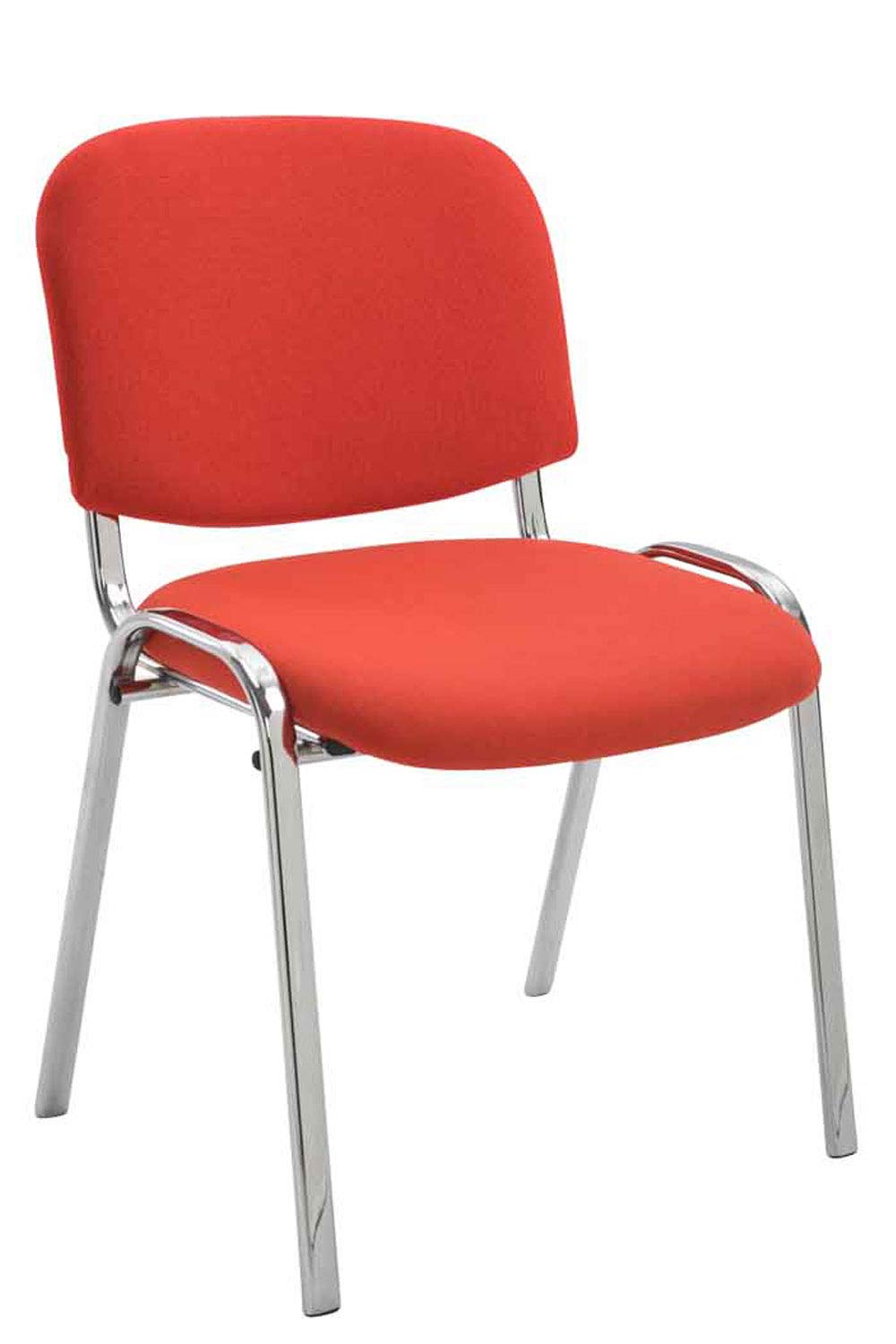 CLP Sedia Ospite Ken C Imbottita I Sedia Attesa In Stoffa E Metallo Cromato I Sedia Ufficio Impilabile Carico Max 120 KG I Sedia Riunioni, Colore:rosso