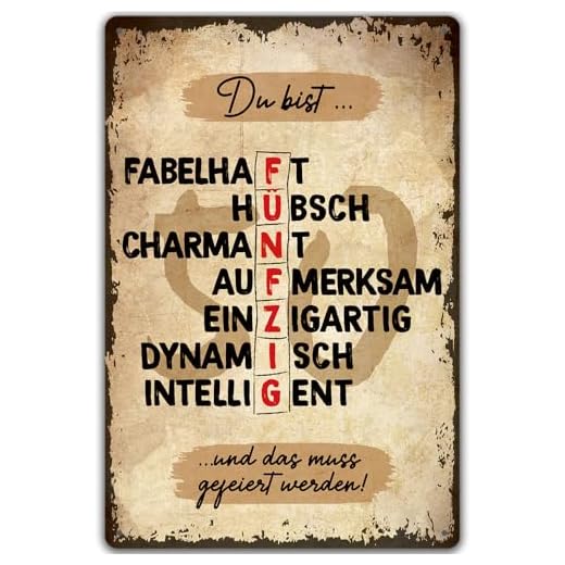 Retro Blechschild 50 Geburtstag, Lustig Geschenk für 50 Geburtstag Frauen Männer, Geburtstagskarte 50 Jahre Mann Frau, Vintage Metallschild 20x30cm, Geburtstagsgeschenk für Kollege Papa Mutter