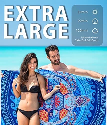 Microfiber Beach Towel – Turtle Quick Dry Lightweight Sand Free Oversized Large Towel Accessories Travel Must Have Swim Pool Yoga Camping Summer Essentials Packable Sandproof Resistant Gift #TOP3