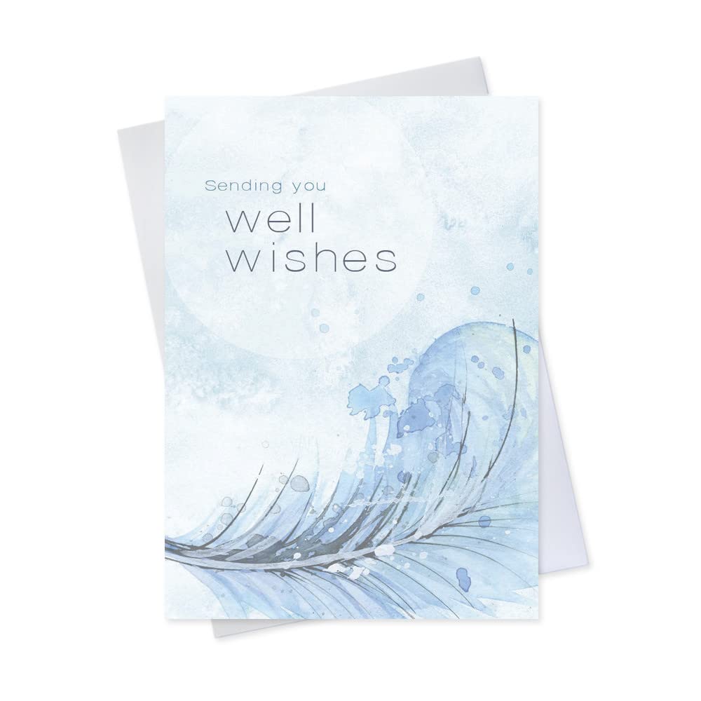 Get Well Soon Cards with Envelopes for Business & Family (Wisps of Feathers) Bulk 25 Pack of Thoughtfully Designed Recovery Cards with Envelopes (5x7