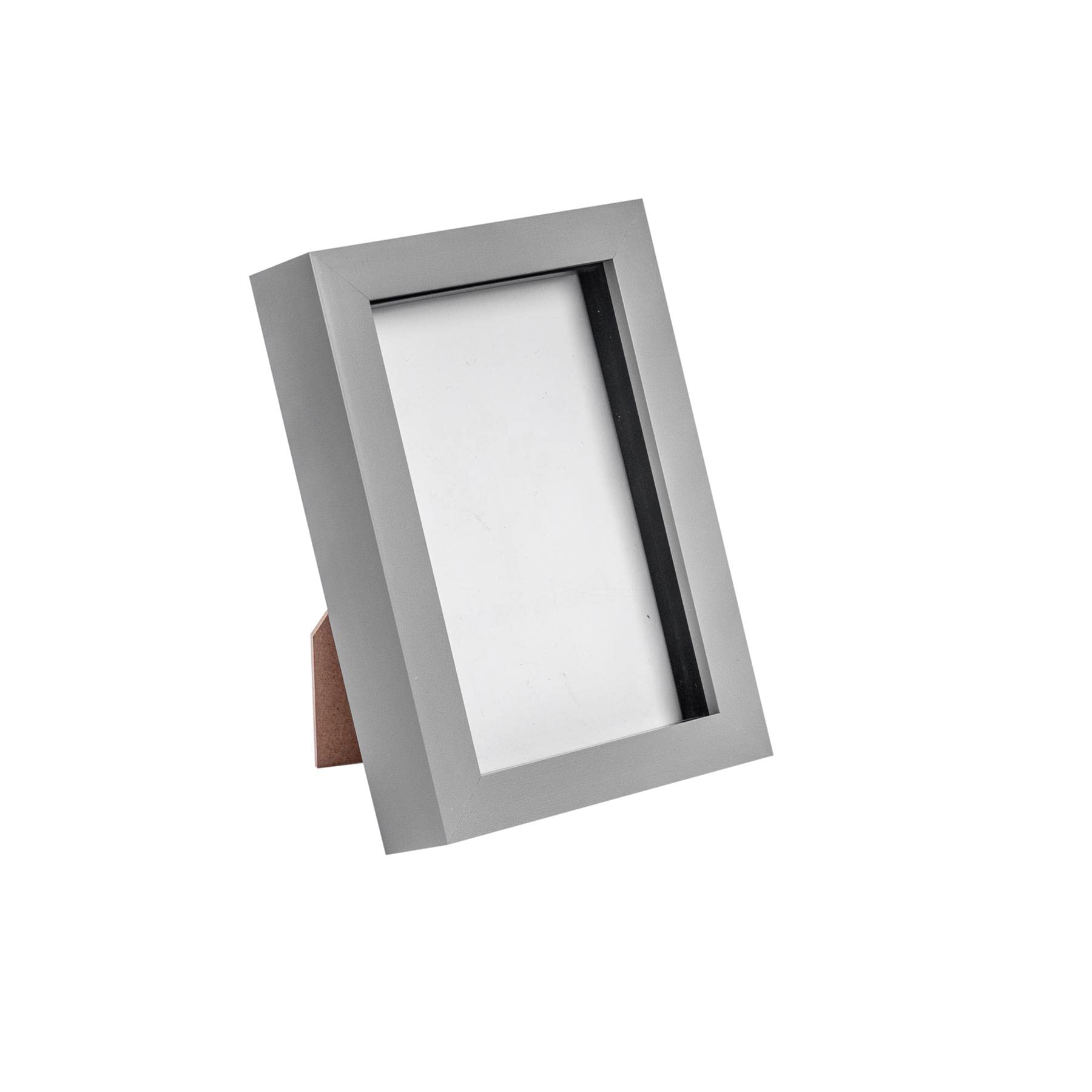 Nicola Spring Grey 3D Shadow Box Photo Frame - 4 X 6 (10 X 15Cm) - Pack Of 1 - 3D Photo Picture Frame Box Small Portrait Display Case For Crafts, Keepsakes, Wedding, Graduation