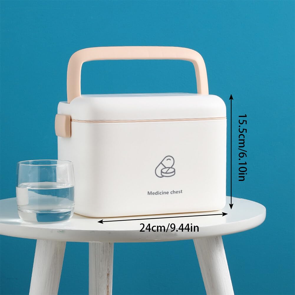 Storage Organizer - Medicine Box Plastic First Aid Box Empty - Family Emergency Kit Medication Storage Organizer with Handle Medicine Cabinet Storage Pill Case Large Capacity Organizer Box