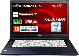 【整備済み品】富士通 ノートパソコン LifeBook A577 15.6型／第7世代CPU Core i5-7200U@2.5GHz／8GBメモリ／SSD 256GB／DVDマルチドライブ／Wi-Fi／HDMI／Windows 11＆Offi...