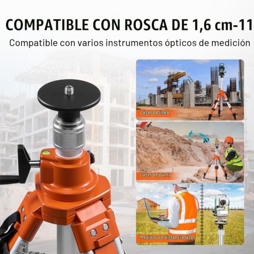 Miniatura 5 de Vevor Trípode Para Nivel Láser Resistente, Ajuste De Altura De 690-1720 Mm, Con Burbuja De Nivel Y Limitador De Difusión, Pies Antideslizantes Elevables Para Construcción, 195 X 200 X 750 Mm, Aluminio