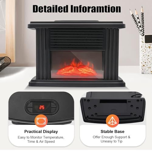 Electric Fireplace Heater, 1000W Mini Smart Portable Fireplace Infrared Fireplace Stove with 3D Flame Effect for Home Office Bedroom, Easy Operate - Image 5