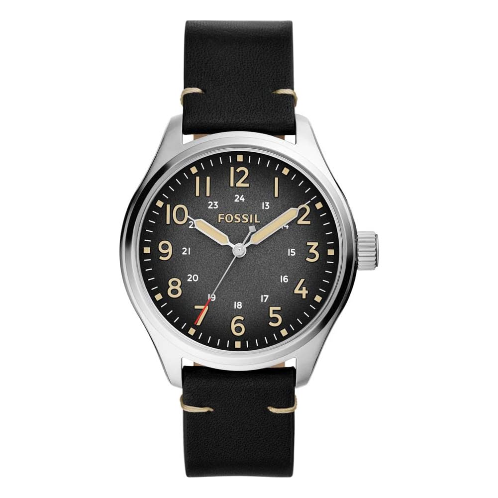 Fossil Easton Three-Hand Black Leather Watch - BQ2791