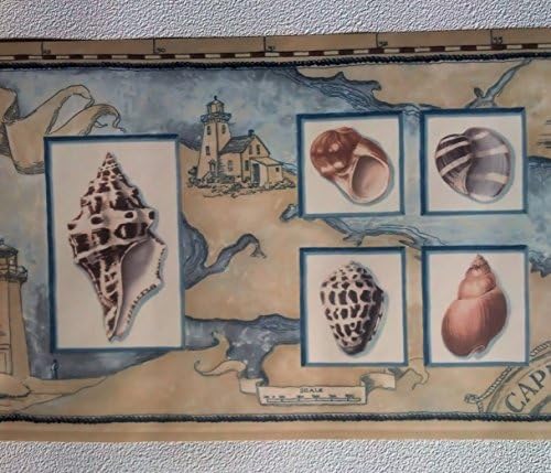 Nautical Sea Shell Wall Border - Beach Room Decor Wallpaper Roll