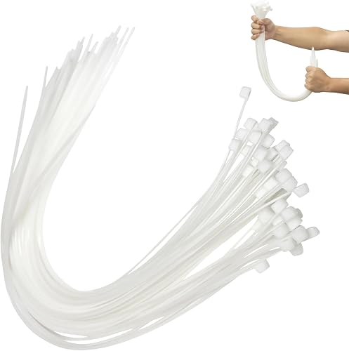 Eastrise Cable Ties,Thick Heavy Duty Large Strong Nylon Plastic Self Locking,450mm×4.8mm,(18 inch/45 cm) Extra Long Zip Tie Wraps(50 Pack/White)