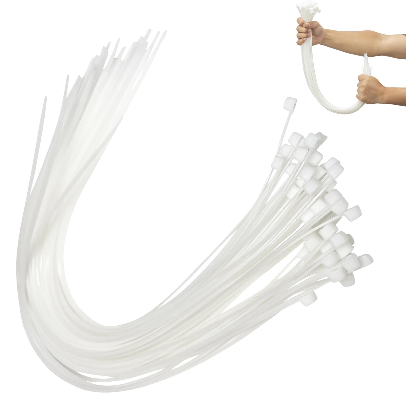 Eastrise 50 Pack White Cable Ties Heavy Duty, 450mm x 4.8mm Long with 50LBS Ultra Strong Tensile Strength, Large UV Resistant Cable Ties Extra Long Tie Wraps for Outdoor Use