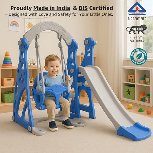 Image of Amazon Brand - Solimo 3-in-1 Penguin Slide & Swing for Indoor & Outdoor Use | for Kids 2-5 Years Old | Safe & Fun | Ideal for Boys & Girls | Toy for Kids | Easy Assembly