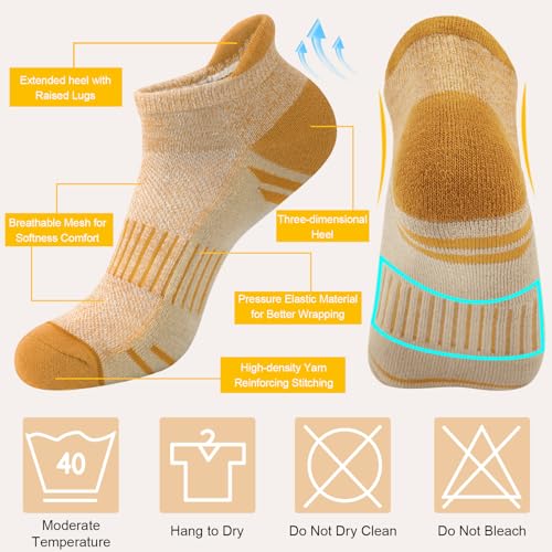 YSense Ankle Running Socks for Women, Mens Low Cut No Show Athletic Socks Womens Cushioned Thick Cotton Casual Hiking Gifts3