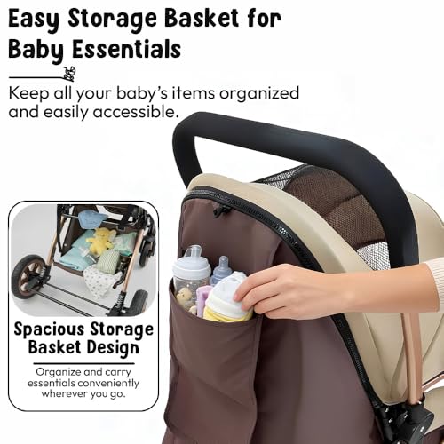 Image of StarAndDaisy Baby Strollers / Pram for 0-3 Year Boys & Girls with Foldable Design, Food Tray, 4 Wheel Suspension, Easy to Convertible& Adjustable Seat, 5 Point Safety Belt, Light Weight & Convenient-Beige
