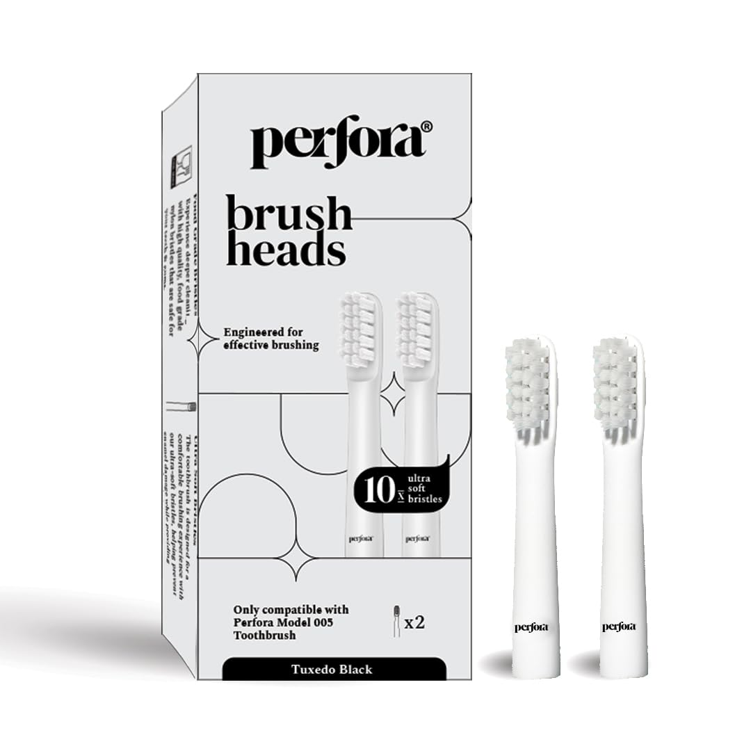 Perfora Replacement Brush Heads For Perfora Rechargeable Toothbrush Model V5 | Toothbrush For Effective Brushing & Plaque Removal For Healthier Smile With Soft Bristles | Tuxedo Black (B0CZP49BN2) Amazon Price History, Amazon Price Tracker