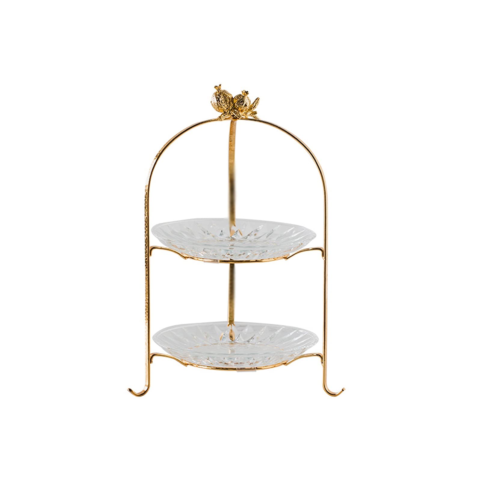 Bandejas para tartas Soporte de pastel de vidrio de gama de 2 capas de 2 capas Soporte de exhibición de postre Soporte de sirviente y placa de pastel para cumpleaños boda baby shower té decoraciones d
