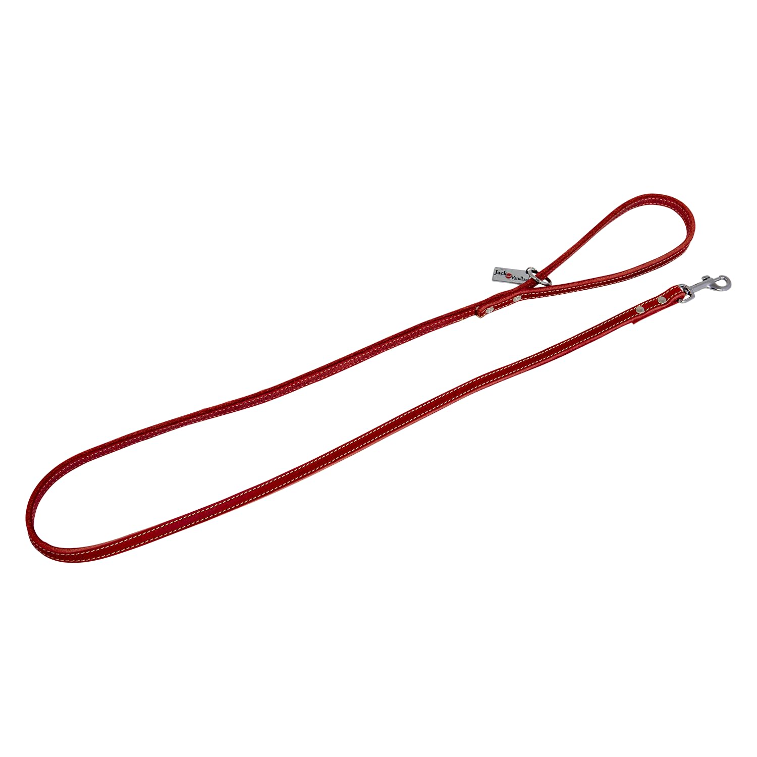 JACK AND VANILLA, Long Dog Lead, Fat Leather, Red, Size 16 mm x 150 cm