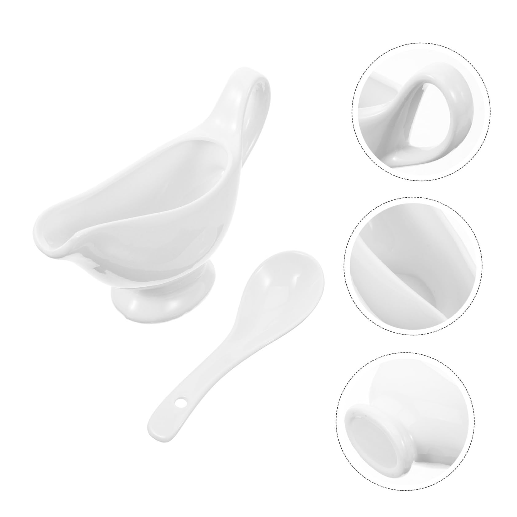 Alipis 5 Pièces Vaisselle en saucière récipient plat beurre à tartiner soucoupe beurrier double Assiette à sauce en céramique Saucière en céramique pichet à crème pichets de sauce blanche