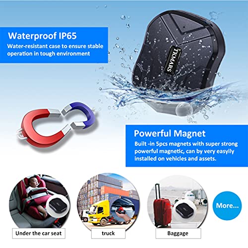 TKMARS TK905 Traceur GPS 90 Jours en Veille Suivi en Temps Réel SMS Positioning Tracker GPS Longue Autonomie Antivol Aimant Étanche IP65 Traqueur pour Voiture Camion Moto Bateau APP sans Abonnement