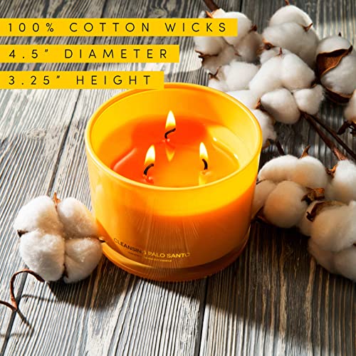 96North Luxury Palo Santo Candle | Large 3 Wick Jar Candle | Up To 50 Hours Burning Time | 100% Natural Soy Wax | Relaxing Aromatherapy Aesthetic Candles | Housewarming Gift For Men And Women #TOP4