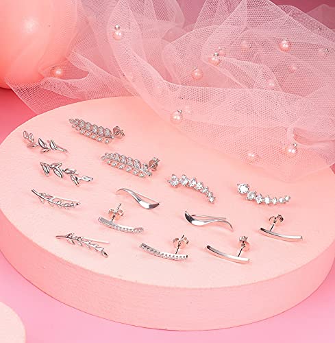 Florideco 7 Pairs Ear Cuffs Hoop Climber Earrings For Women Cz Leaf Crawler Earring Arrow Bar Stud Earrings Set #TOP5