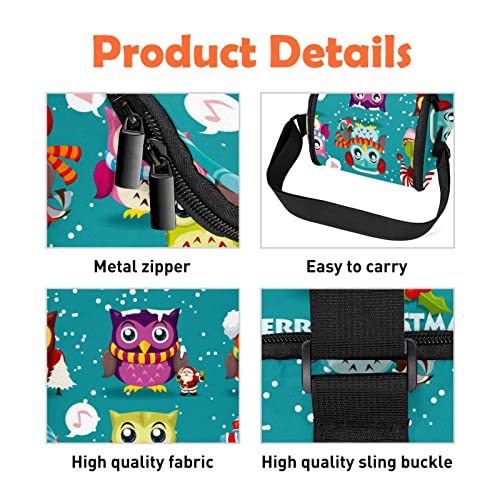 Bolsa de almuerzo de búhos navideños lonchera ligera reutilizable 6