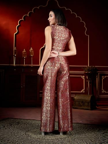 Image of PURVAJA Womenn's Sleeveless Shirt Pant Printed Co-Ords Set