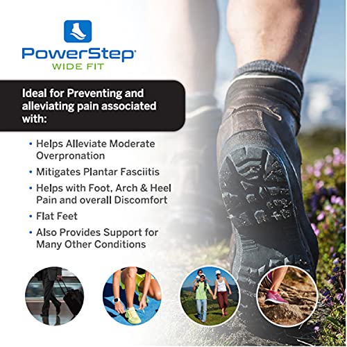 PowerStep Pinnacle Wide Fit, Neutral Arch Support, Wide Fit Insole for Shoe Widths 3E-6E 