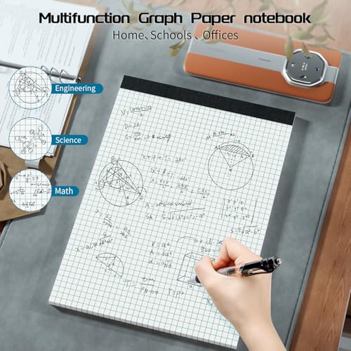 Graph Paper Pads 8.5 x 11 Graph Paper Notebook, 3 Pack 4x4 Quad Grid Paper, 30 Sheets Lined Paper Grid Notebook, Grid Paper Notebook 8.5 x 11 Engineering Paper for Drawing, Designi image 4
