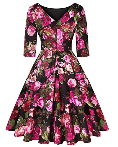 Image of MINTLIMIT Women's 1950s Retro Vintage Cocktail Party 3 /4 Sleeve Swing Dress