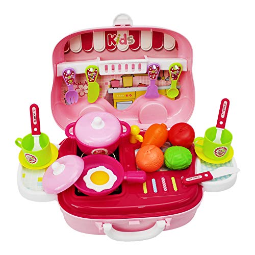 MALETA COZINHA FRUTAS E LEGUMES INFANTIL ROSA - MC18242RS