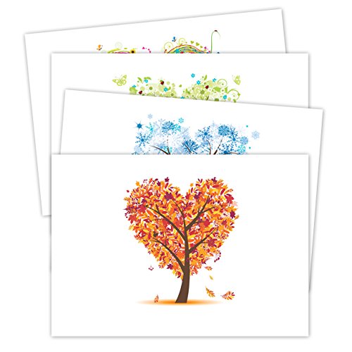 Image of Seasons of Life Note Card Assortment Pack /Set Of 24 Greeting Cards And White Envelopes / 4 7 /8 inch x 3 1 /2 inch Cards Featuring 4 Seasonal Tree Designs