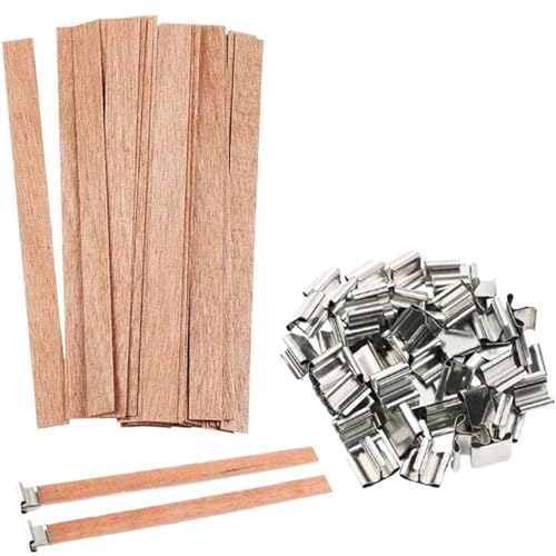100 mechas de madera con soporte metálico para velas