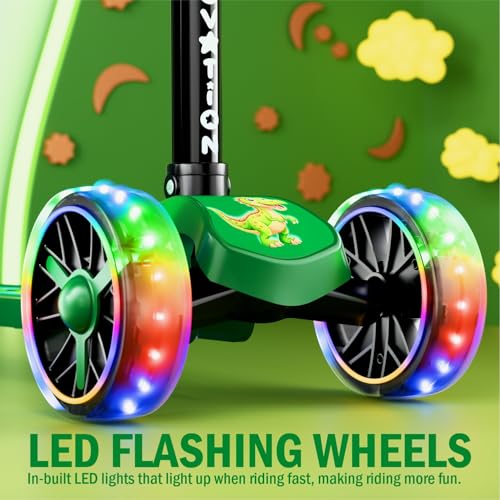 Image of 3 Wheel Kick Scooter for Kids of Age 3-8 Years, All PU 3 Wheel 3 Level Height Adjustment, Light Weight 50kgs Weight Capacity for Kids (Green LED Light)