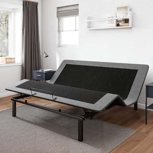 GOLDORO King Size Adjustable Bed Frame, Electric Bed Base, Wireless Remote Control, Whisper Quiet Durable Motor, Independent Head and Foot Incline, Fabric Covered