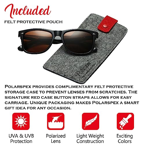 Image of PolarSpex Polarized Sunglasses for Men and Women | UV Protection, Durable Lightweight Frame, Retro Style, Felt Carrying Case, Clear Vision for Driving, Fishing & Everyday Wear.