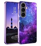 GUAGUA for Samsung Galaxy S26 Case Glow in Dark Cute Space Nebula Pattern Noctilucent Luminous Shockproof Protective Phone Case for Samsung Galaxy S26 Women Men Gifts, Blue