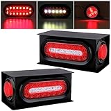 2Pcs Steel Boxes w/Trailer Tail Light Kit, Oval & 2' Round Red Side Marker Lights w/Grommets & Wire Pigtails