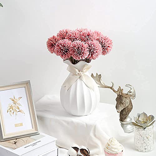 Ipopu Silk Flower Arrangements, 12Pcs Artificial Chrysanthemum Flower Balls For Centerpieces Aesthetic Room Decor Baby Shower Garden Wreath Home Decor (Bean) #TOP5