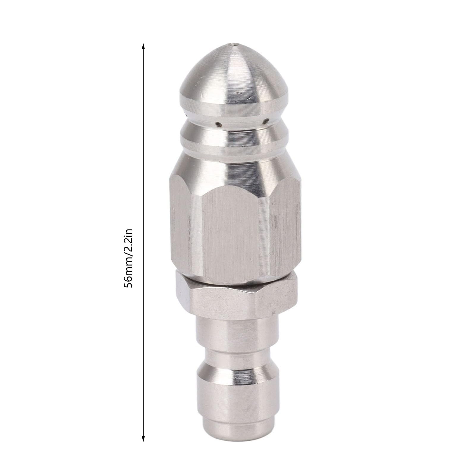 Boquilla de Chorro de Alcantarillado de 56mm,Boquilla de Acero Inoxidable de 5000PSI,1 Parte Delantera Y 6 Trasera,para Desatascar Tuberías