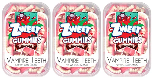 Zweet Gummy Candy Vampire Teeth Chewy Candy Pack Of 3-10 Ounce – Gummy Kosher Candy, Halal Candy– Resealable Pack Of Gummy Candy #TOP21