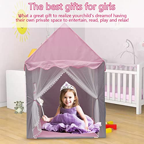 Foppla Children Play Tent Princess Castle House 51.2 x 39.4 x 47.2 Inch Game Room Cartoon Easy Assemble Playhouse Tent Toys Gifts for Boys Girls Indoor and Outdoor (Pink)(pink) - Image 8