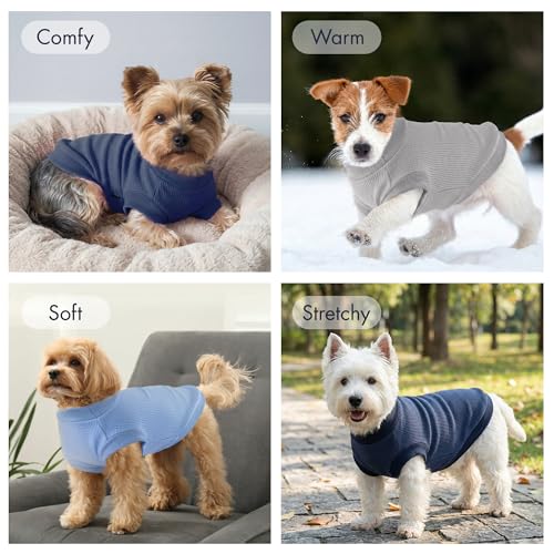 Image of 3 Pack Dog Shirt for Small Supplies Functional Waffle Dog Clothes Warm Soft Sweatshirt Outfit for Dogs Cats Pet Apparel