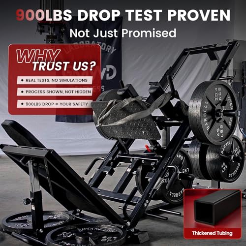 GMWD Leg Press Hack Squat Machine Combo, Leg Exercise Machine with Linear Bearing, 45-Degree Lower Body Special with Weight Storage for Quads, Hamstring, Glutes, Calves, Home Gym Leg Day Equipment - Image 3