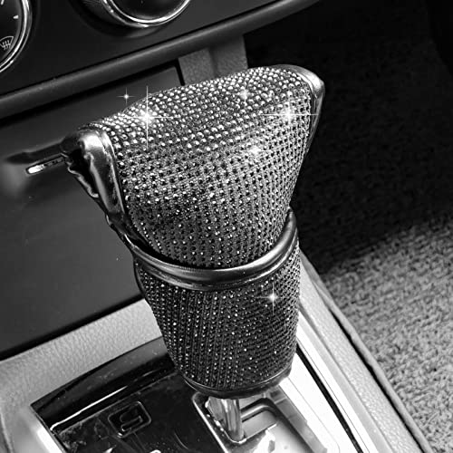 Kevwr Bling Bling Auto Shift Gear Cover, Luster Crystal Auto Shift Gear Cover, Car Knob Gear Stick Crystal Glitter Bling Rhinestones Protector, Universal Vehicle Decoration Accessories, Black #TOP22