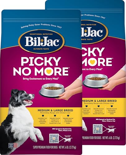 Bil-Jac Picky No More Medium & Large Breed Dry Dog Food, Made with Real Chicken Liver, 6lb (2-Pack)