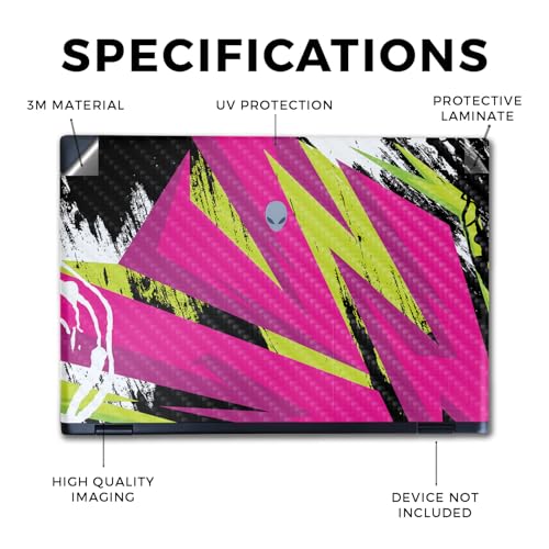 Image of Carbon Fiber Laptop Skin Compatible with Alienware M16 R2 (2024) - Grunge Magenta - Premium 3M Vinyl Protective Wrap Decal Cover - Easy to Apply | Crafted in The USA by MightySkins