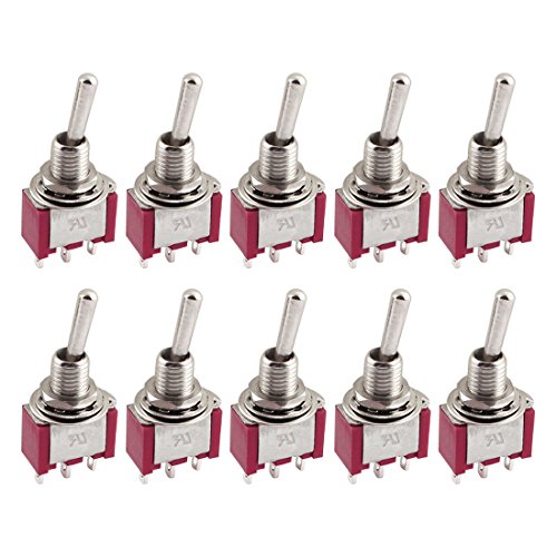 uxcell 10 Pcs Power Control Red Metal Toggle Switch AC120V/5A SPDT ON/Off/ON