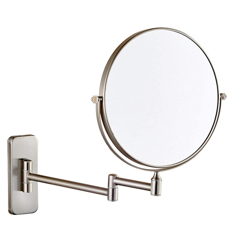 Miroir de maquillage mural 10x chrome rond avec double face extensible de 30 cm